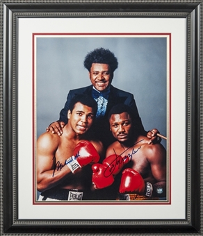 Muhammad Ali & Joe Frazier Signed 16x20 Framed Photo (PSA/DNA)